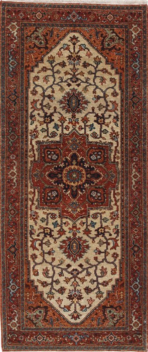 Serapi Beige Runner Hand Knotted 27 X 61 Area Rug 250-26219 Image 0