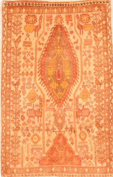 Afshar Yellow Hand Knotted 22 X 35  Area Rug 253-26223 Image 0