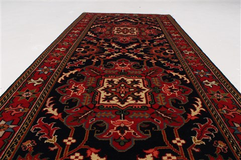Heriz Black Hand Knotted 27 X 61 Area Rug 250-26226 Image 1