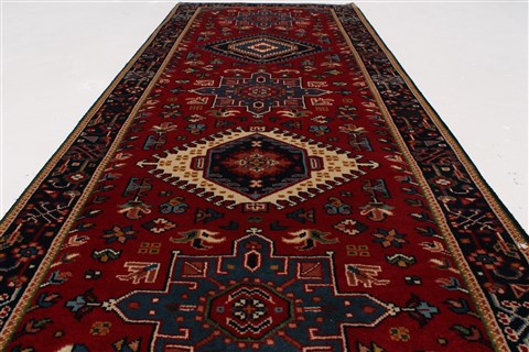 Karajeh Blue Runner Hand Knotted 26 X 63 Area Rug 250-26228 Image 3