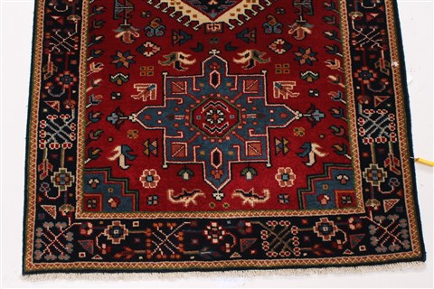 Karajeh Blue Runner Hand Knotted 26 X 63 Area Rug 250-26228 Image 6