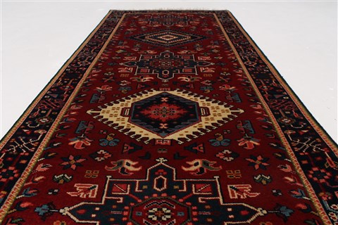 Karajeh Blue Runner Hand Knotted 27 X 61 Area Rug 250-26231 Image 2