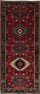 Indian Karajeh Blue Runner 6 ft and Smaller Wool Carpet 26233