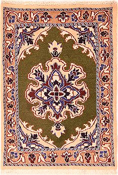 Nain Green Hand Knotted 1'10" X 2'8"  Area Rug 100-26238