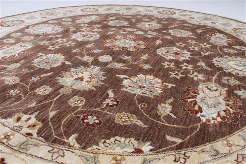 Pishavar Beige Round Hand Knotted 80 X 80 Area Rug 250-26249 Image 1
