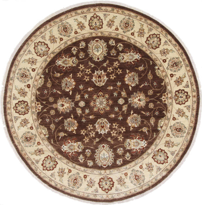 Pishavar Beige Round Hand Knotted 80 X 80 Area Rug 250-26249 Image 0
