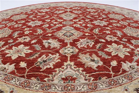 Chobi Beige Round Hand Knotted 711 X 711 Area Rug 250-26253 Image 1
