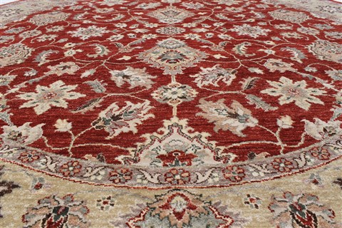 Chobi Beige Round Hand Knotted 711 X 711 Area Rug 250-26253 Image 2