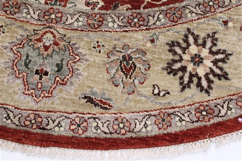 Chobi Beige Round Hand Knotted 711 X 711 Area Rug 250-26253 Image 3
