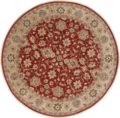 Pakistani Chobi Beige Round 7 to 8 ft Wool Carpet 26253