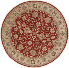 Chobi Beige Round Hand Knotted 7'11" X 7'11"  Area Rug 250-26253