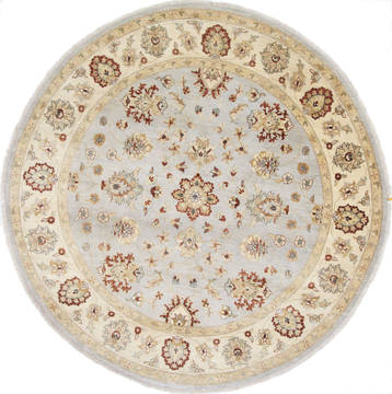 Pakistani Chobi Beige Round 7 to 8 ft Wool Carpet 26255