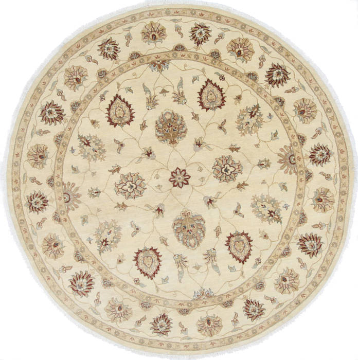 Pishavar Beige Round Hand Knotted 80 X 81 Area Rug 250-26258 Image 0