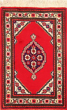 Tabriz Red Hand Knotted 1'10" X 2'10"  Area Rug 100-26259