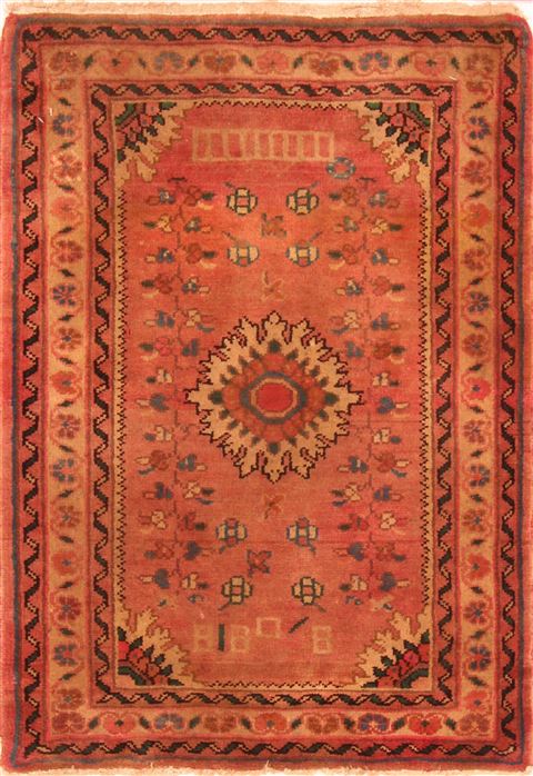 Hamedan Orange Hand Knotted 22 X 31 Area Rug 253-26260 Image 0