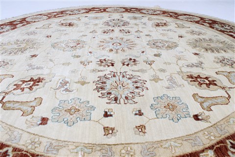 Chobi Beige Round Hand Knotted 81 X 82 Area Rug 250-26263 Image 2