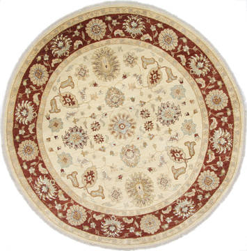 Chobi Beige Round Hand Knotted 8'1" X 8'2"  Area Rug 250-26263