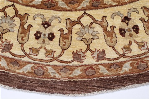 Chobi Beige Round Hand Knotted 80 X 81 Area Rug 250-26264 Image 3
