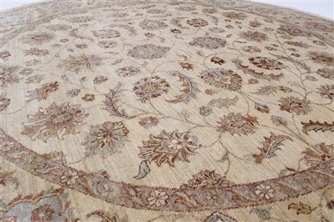 Chobi Beige Round Hand Knotted 710 X 711 Area Rug 250-26266 Image 2
