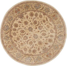 Chobi Beige Round Hand Knotted 7'10" X 7'11"  Area Rug 250-26266