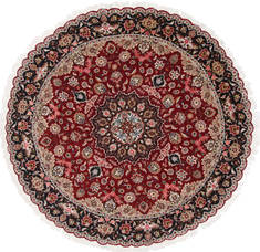 Indian Tabriz Purple Round 7 to 8 ft Wool Carpet 26268