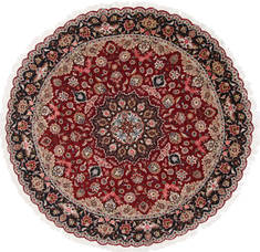 Tabriz Purple Round Hand Knotted 6'9" X 6'9"  Area Rug 250-26268