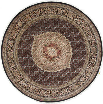 Tabriz Brown Round Hand Knotted 6'7" X 6'7"  Area Rug 250-26269