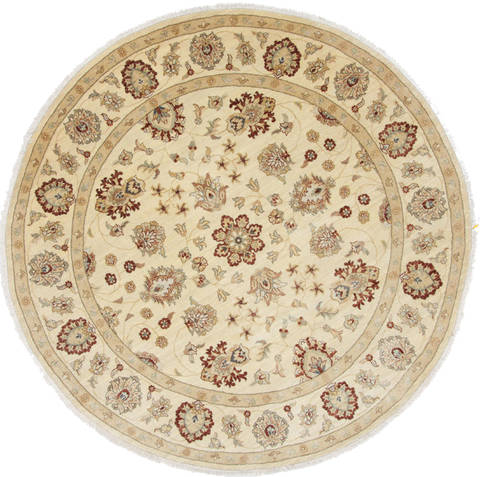 Pishavar Beige Round Hand Knotted 80 X 80 Area Rug 250-26280 Image 0