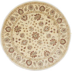 Pakistani Pishavar Beige Round 7 to 8 ft Wool Carpet 26280