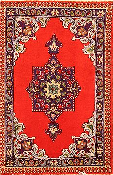 Afghan Tabriz Red Rectangle 2x3 ft Wool Carpet 26282