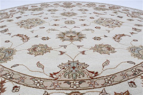 Chobi Beige Round Hand Knotted 82 X 82 Area Rug 250-26284 Image 3