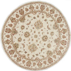 Indian Chobi Beige Round 7 to 8 ft Wool Carpet 26284