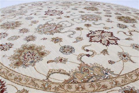 Chobi Beige Round Hand Knotted 80 X 80 Area Rug 250-26288 Image 2