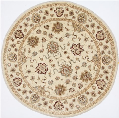 Chobi Beige Round Hand Knotted 80 X 80 Area Rug 250-26288 Image 0