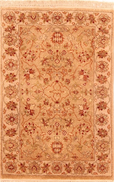 Kashan Beige Hand Knotted 111 X 210  Area Rug 253-26290 Image 0
