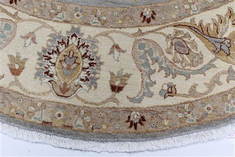 Chobi Beige Round Hand Knotted 80 X 81 Area Rug 250-26291 Image 3