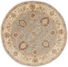 Pakistani Chobi Beige Round 7 to 8 ft Wool Carpet 26291