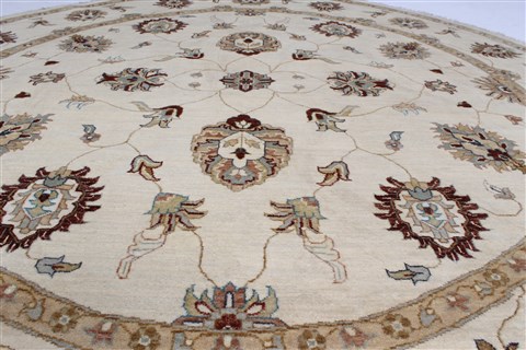 Ziegler Beige Round Hand Knotted 80 X 81 Area Rug 250-26293 Image 2