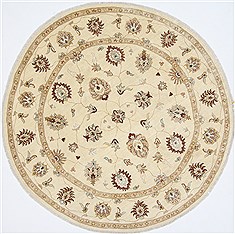 Ziegler Beige Round Hand Knotted 8'0" X 8'1"  Area Rug 250-26293