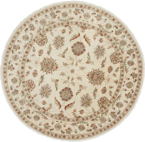 Chobi Beige Round Hand Knotted 81 X 82 Area Rug 250-26295 Image 0