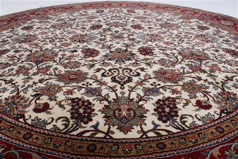 Tabriz Beige Round Hand Knotted 80 X 80 Area Rug 250-26297 Image 2