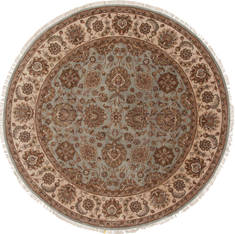 Indian Herati Beige Round 7 to 8 ft Wool Carpet 26299