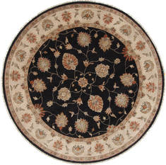 Pakistani Chobi Beige Round 7 to 8 ft Wool Carpet 26301