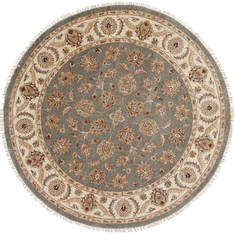 Indian Kashan Beige Round 7 to 8 ft Wool Carpet 26324