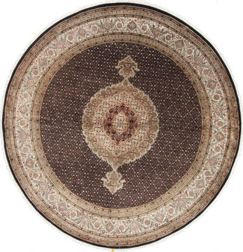 Indian Tabriz Brown Round 7 to 8 ft Wool Carpet 26333