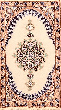 Nain White Hand Knotted 1'3" X 2'2"  Area Rug 100-26334