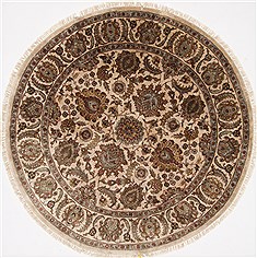 Indian Kashmar Beige Round 7 to 8 ft Wool Carpet 26335