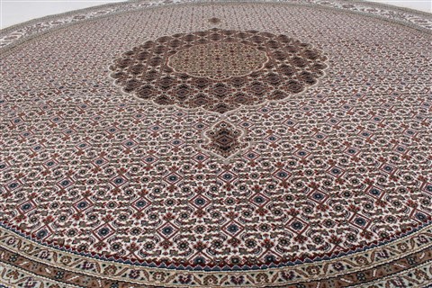 Tabriz Beige Round Hand Knotted 84 X 84 Area Rug 250-26337 Image 2