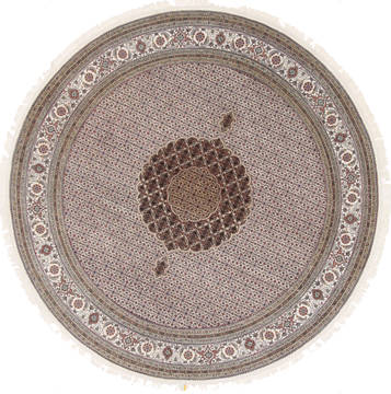 Tabriz Beige Round Hand Knotted 8'4" X 8'4"  Area Rug 250-26337