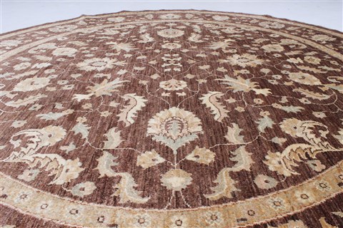 Chobi Brown Round Hand Knotted 82 X 84 Area Rug 250-26342 Image 4